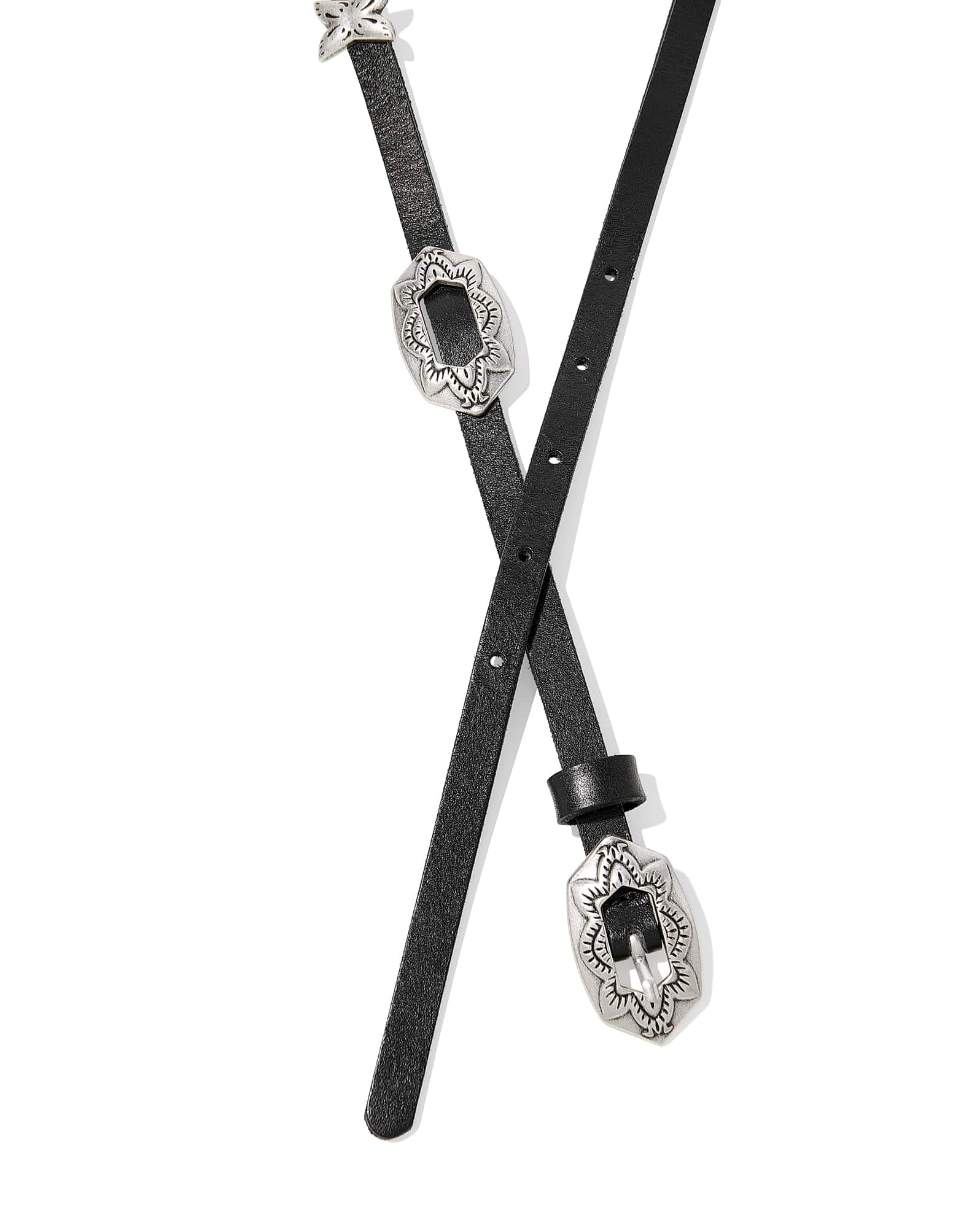 Concho Thin Belt in Black Leather | Kendra Scott